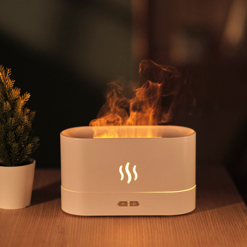 Flame Humidifier USB Smart Timing LED Electric Aroma Diffuser Simulation Fire Night Lamp Home Decor